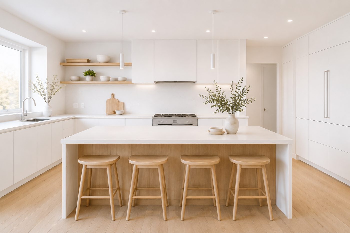 Scandinavian style kitchen remodel with light wood and clean lines